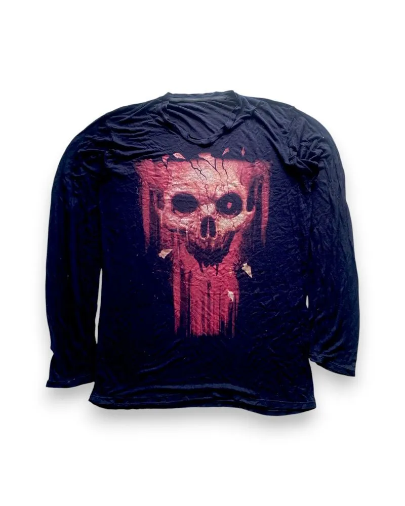 Kaos Lengan Panjang Venomous Burgerkill Red Skull Black Long photo 1