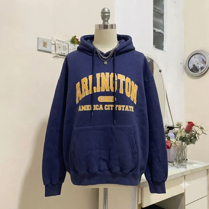 Hoodie Navy Arlington Boxy H&m hnm pull and bear forever21 b photo 1