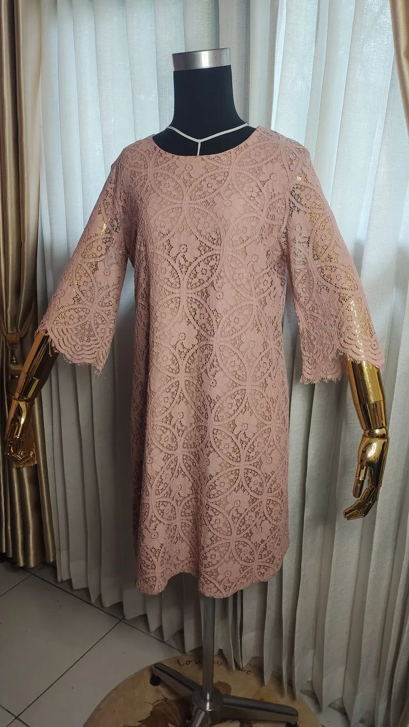 The Executive Dress Pesta Merah Muda Dusty Pink Brokat M photo 1