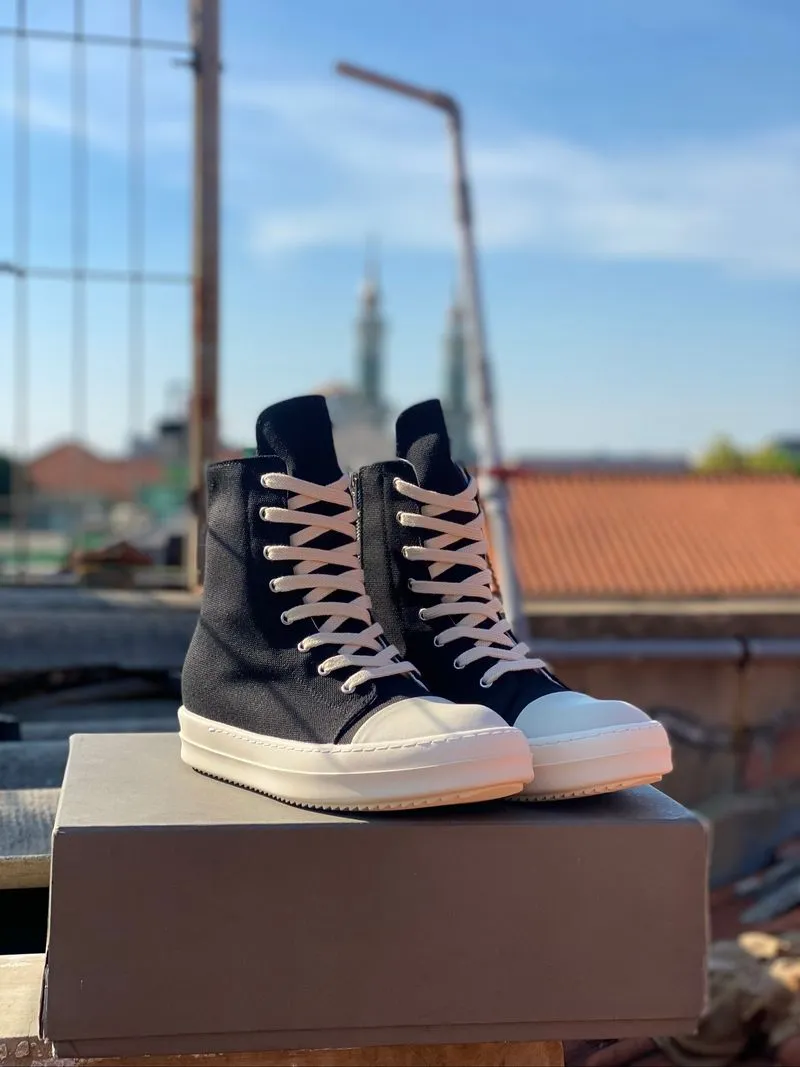 RICK OWENS RAMONES HI BLACK CANVAS (DRKSHDW) BRAND NEW 41 photo 1