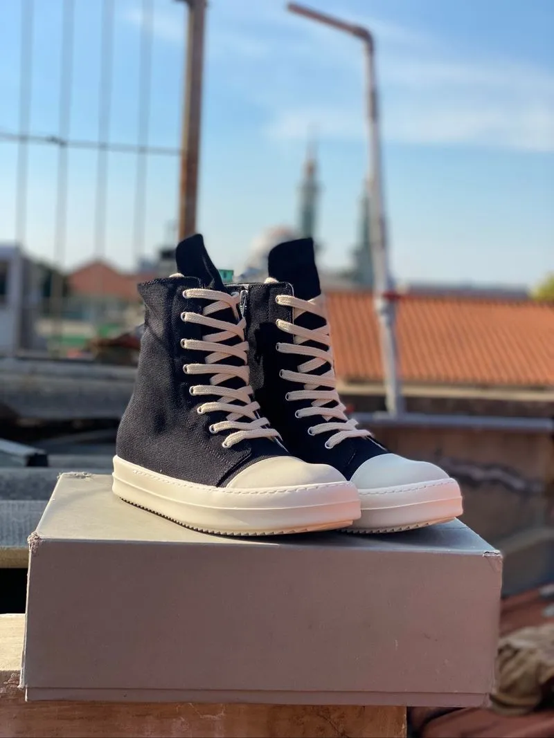 RICK OWENS RAMONES HI BLACK CANVAS (DRKSHDW) BRAND NEW 43 photo 1