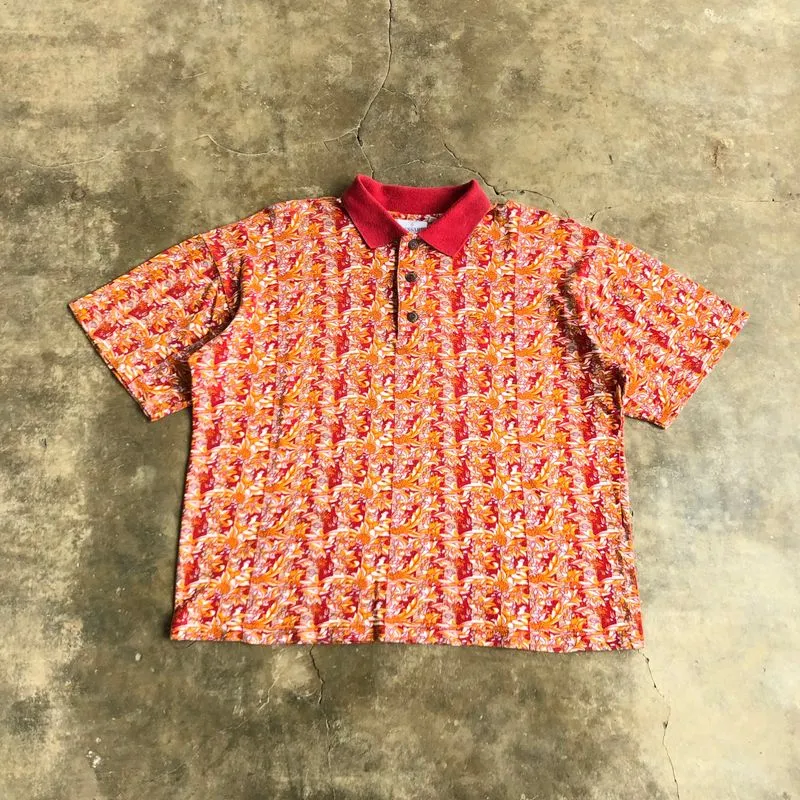 🇮🇹 1990s Vintage Trussardi Flower Motif Polo Tshirt Luxury photo 1