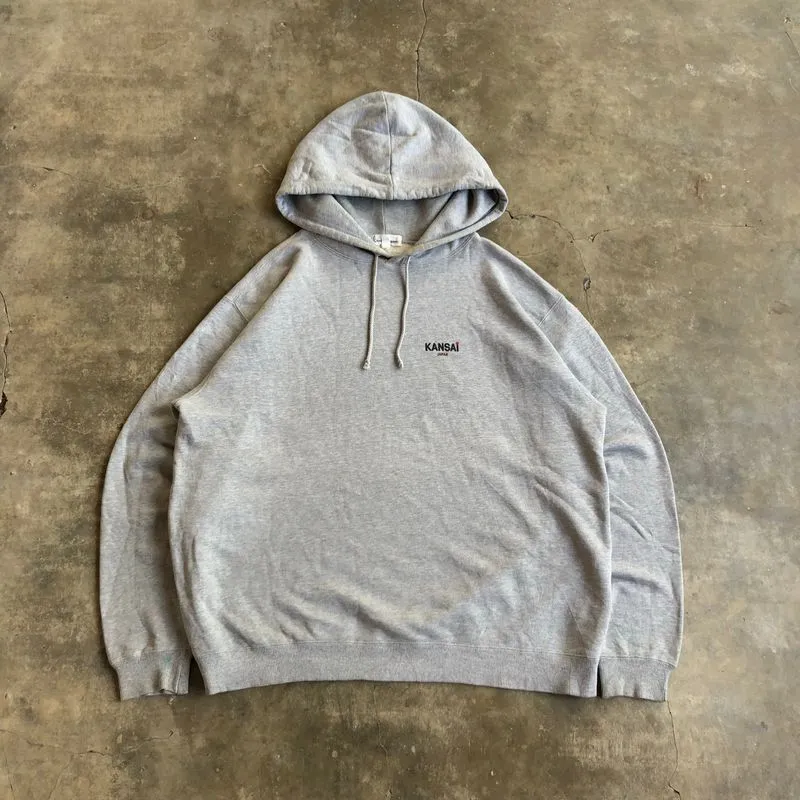 🇯🇵 2000s Kansai Yamamoto Japan Big Logo Font Hoodie Grey photo 1