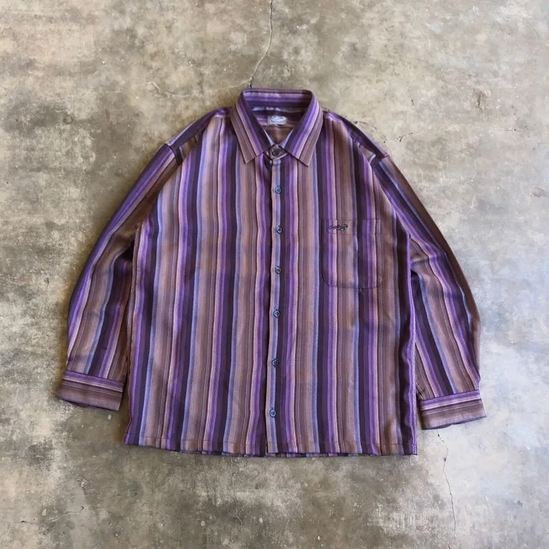 1990s Crocodile Stripe Button Up Shirt Vintage Style photo 1