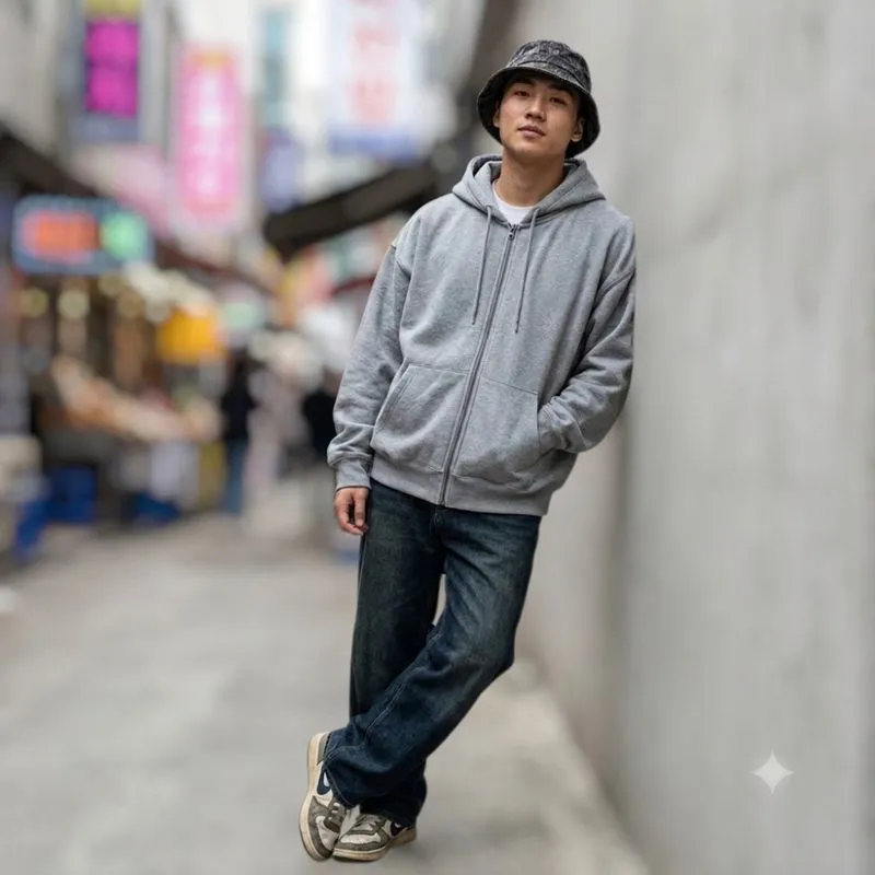 GIORDANO OVERSIZED BOXY ZIP-UP HOODIE photo 1