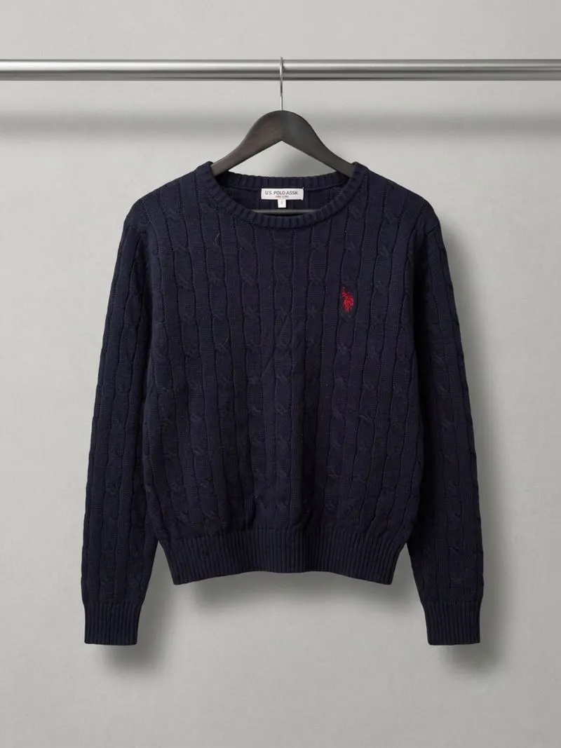 Sweater Polo USPA Boxy Rajut Unisex Full Kepang Navy photo 1