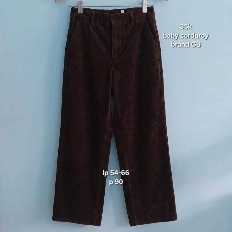 Celana kulot straight baby corduroy mahogany brand GU photo 1