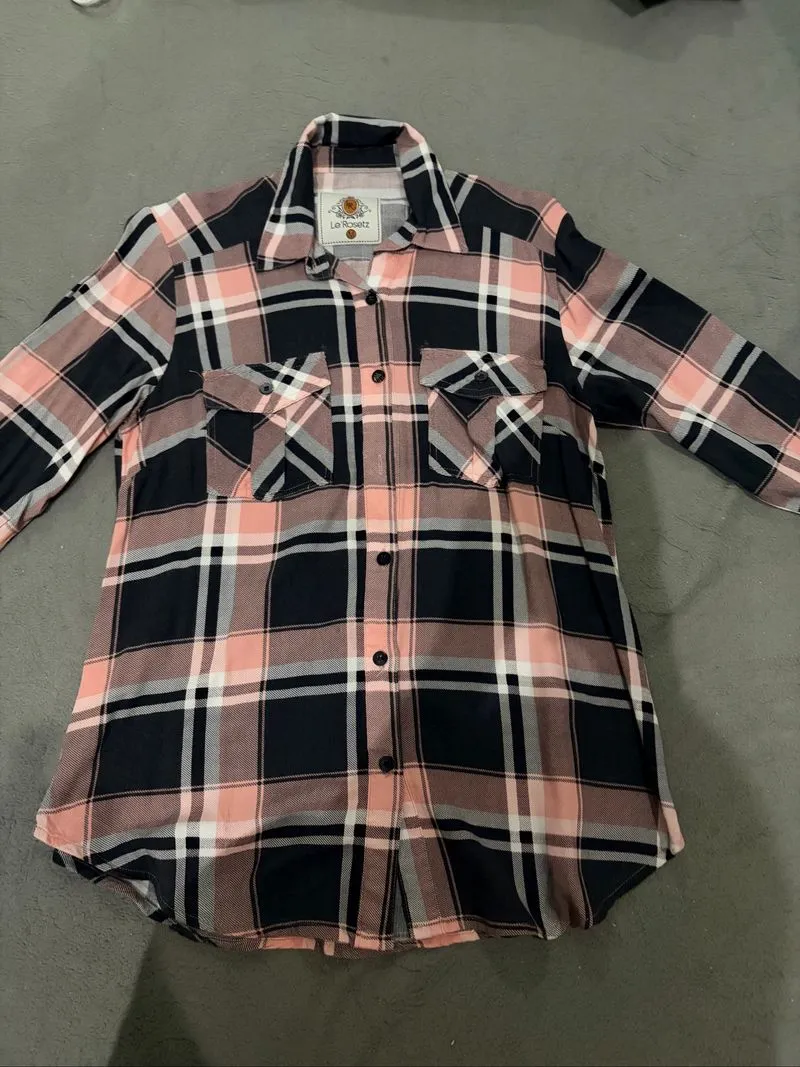 Kemeja kotak” pink hitam photo 1