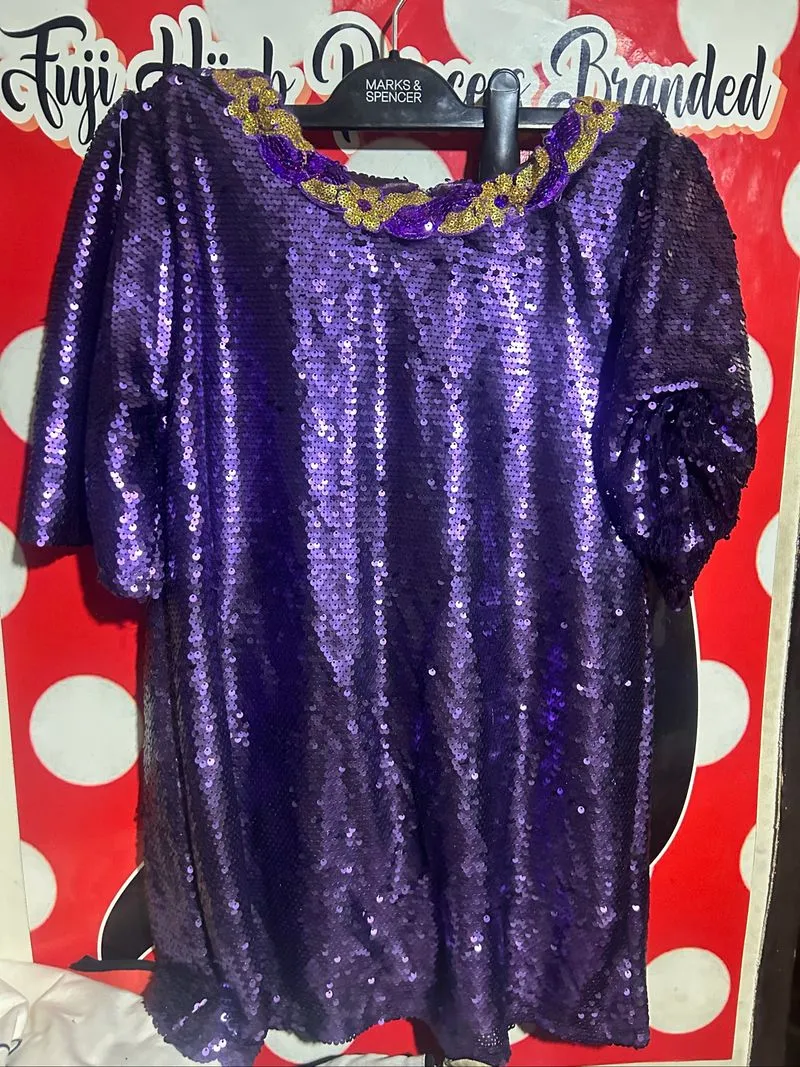 baju sequin ungu bunga  photo 1