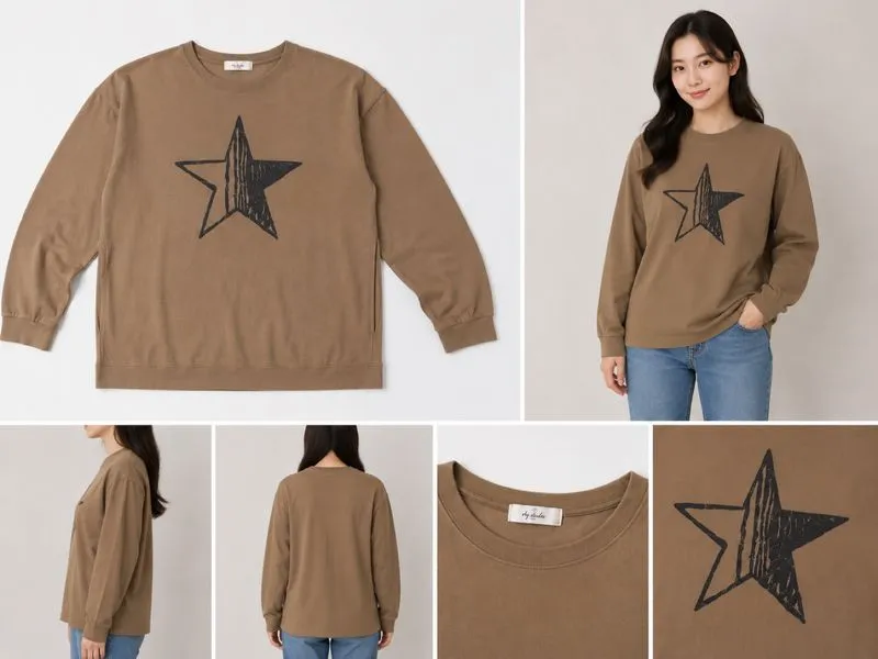 The May Sweater Wanita Cokelat Motif Bintang photo 1