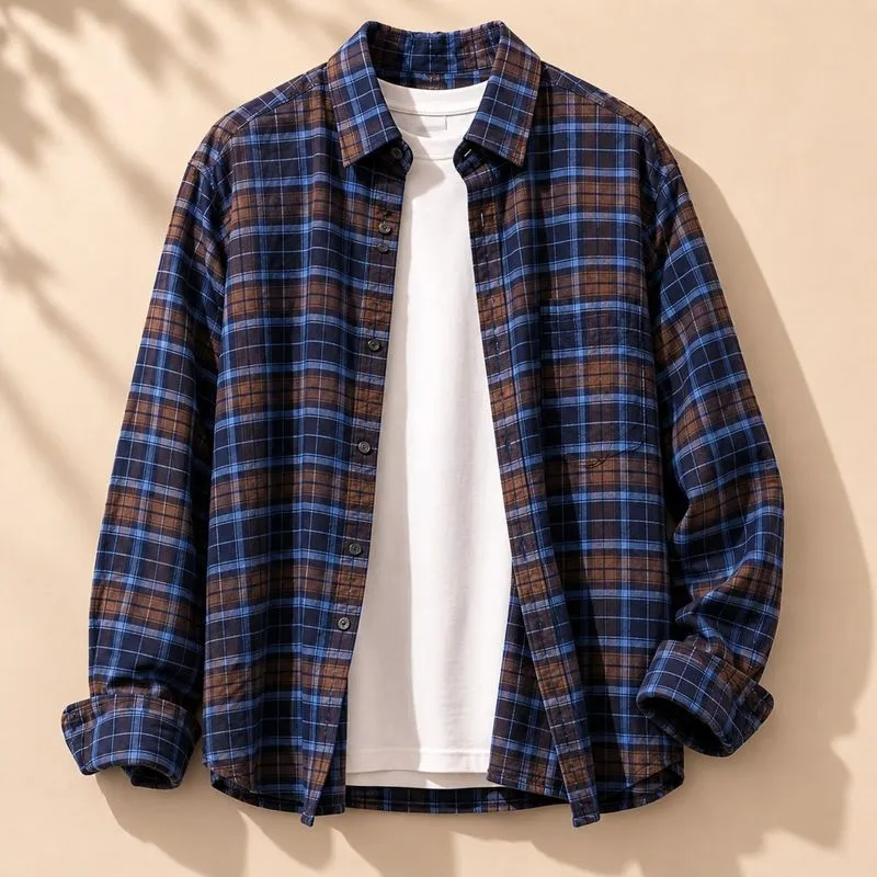 Kemeja flanel biru photo 1