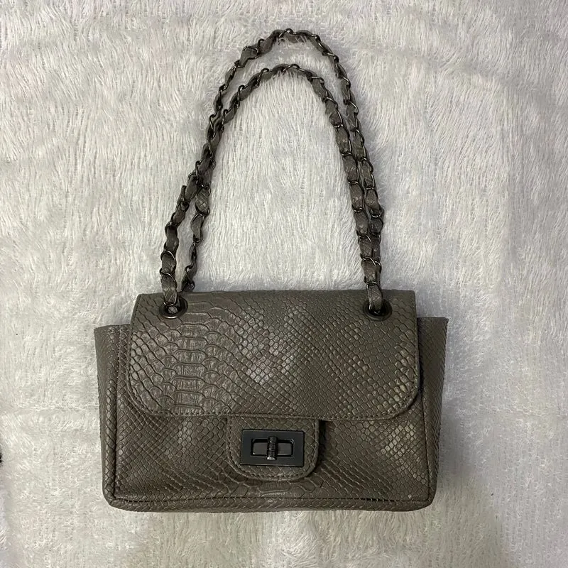 grey snakeskin vintage shoulderbag photo 1