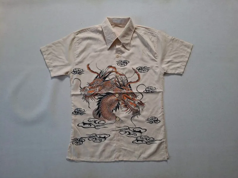 KEMEJA LENGAN PENDEK MOTIF DRAGON ORIGINAL 100% photo 1