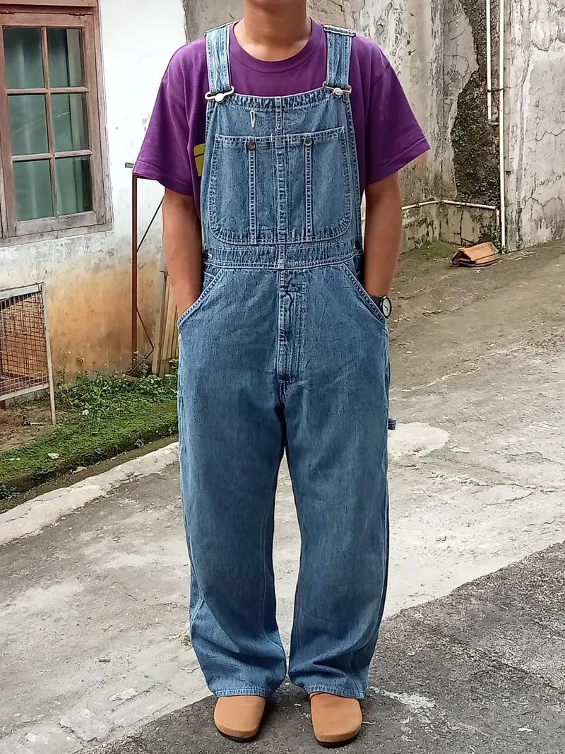 worker overall denim carpenter pants bluewash colour photo 1