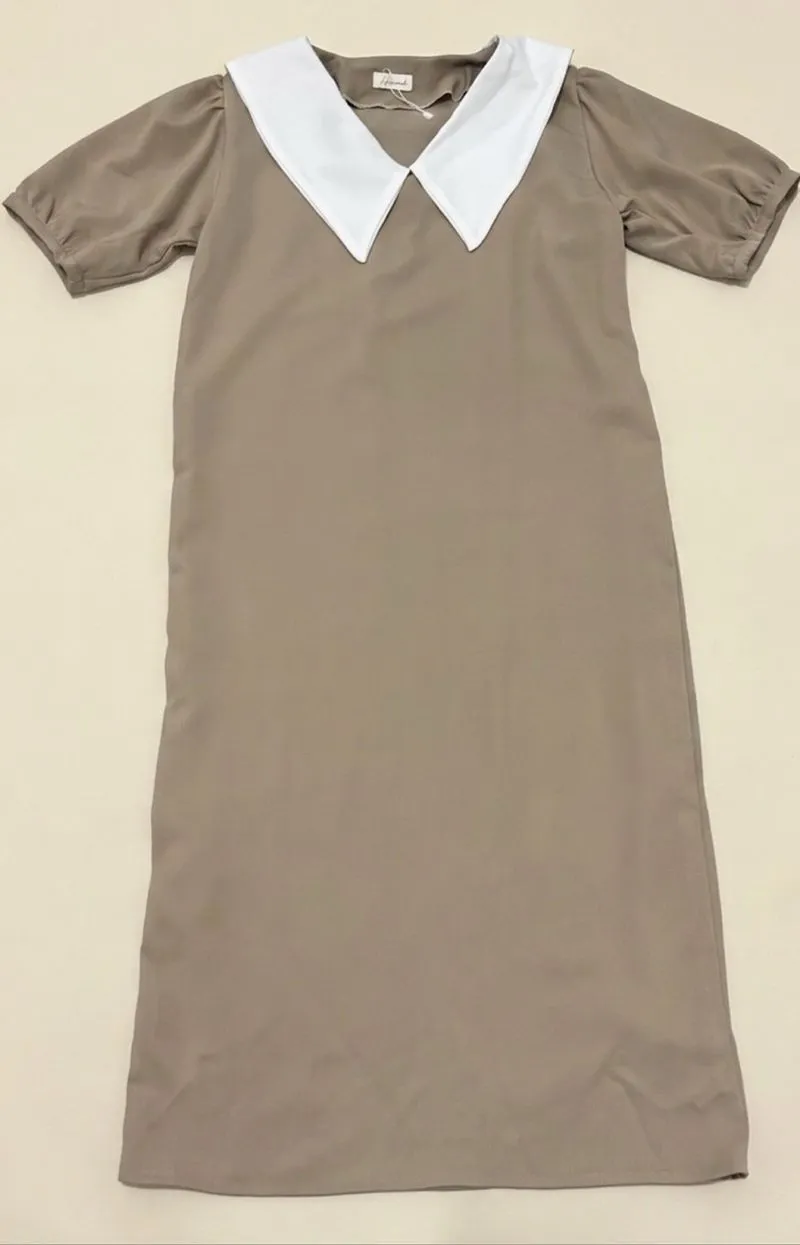 Midi Dress Wanita / Dress Kerah Putih / Korean Style Dress / photo 1