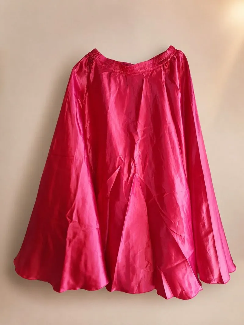 Midi Flare Skirt Satin Glossy Merah Cerah photo 1