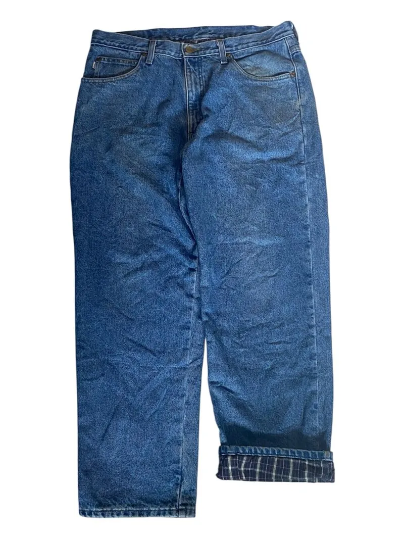 90s LL Bean blue jeans lined plaid flannel not carhartt photo 1