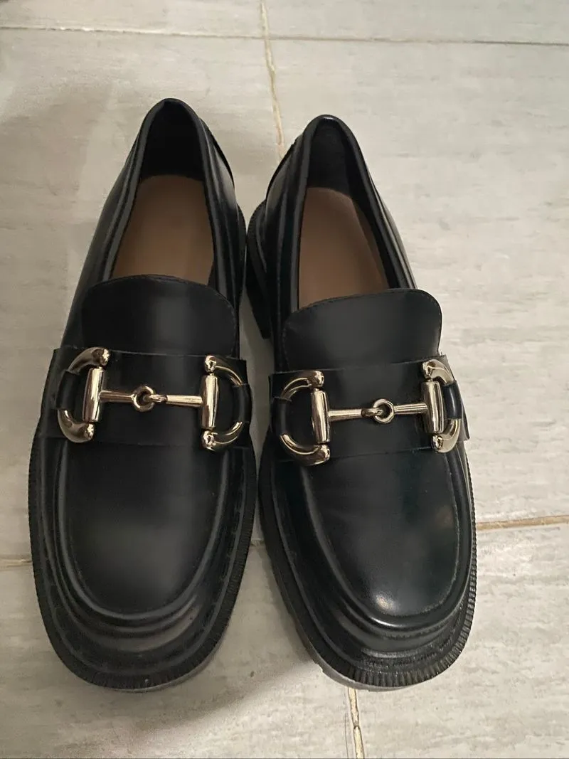 H&M Loafer Hitam Gold Horsebit Original Size 36 Like New photo 1