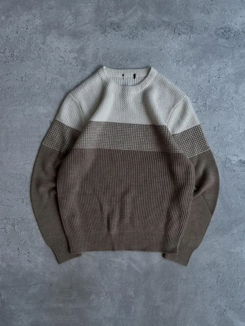 Ugiz knitwear basic striped waffle textured pattern sweater photo 1