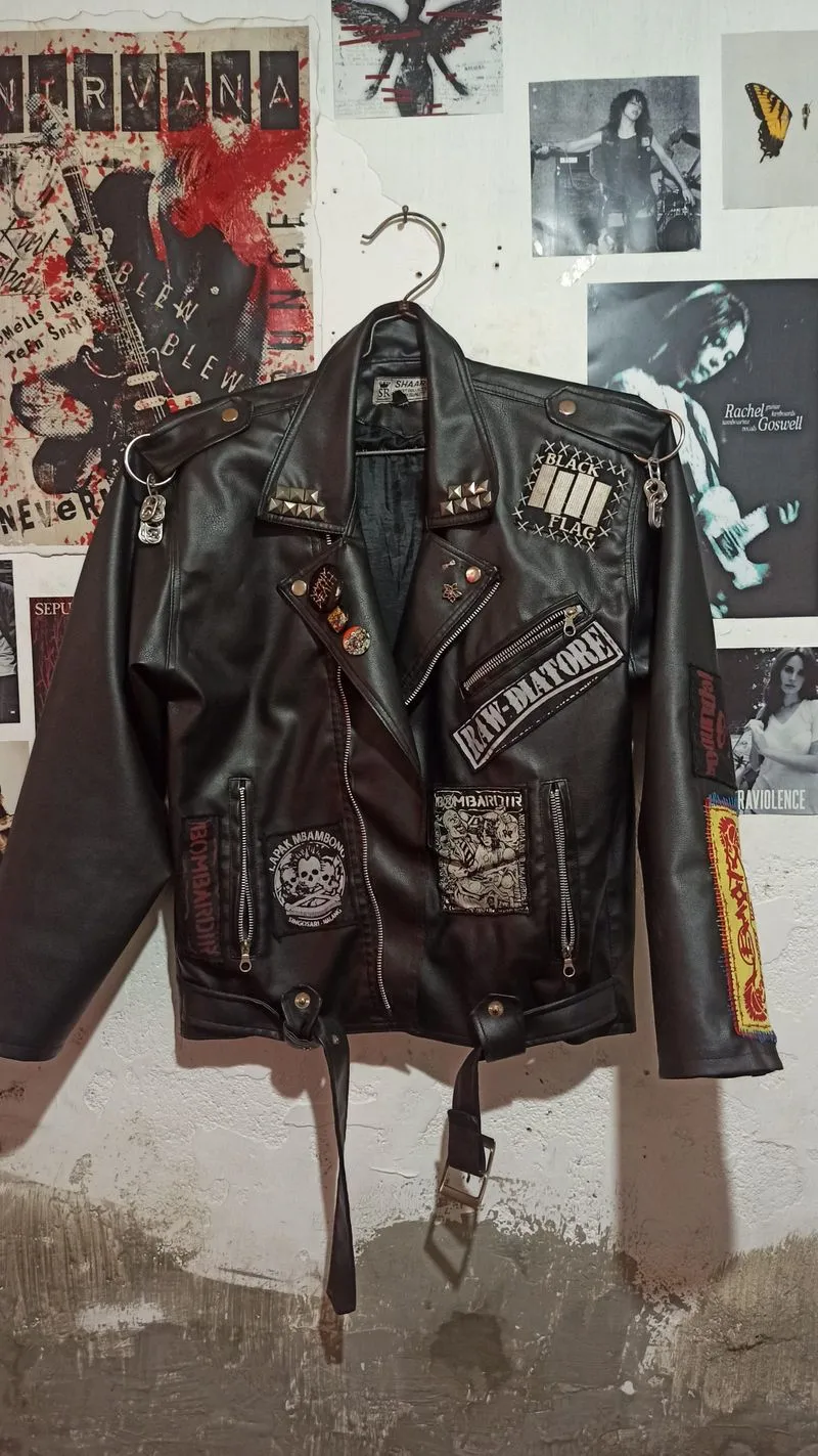 Jaket Kulit Punk Oscar Patched  photo 1