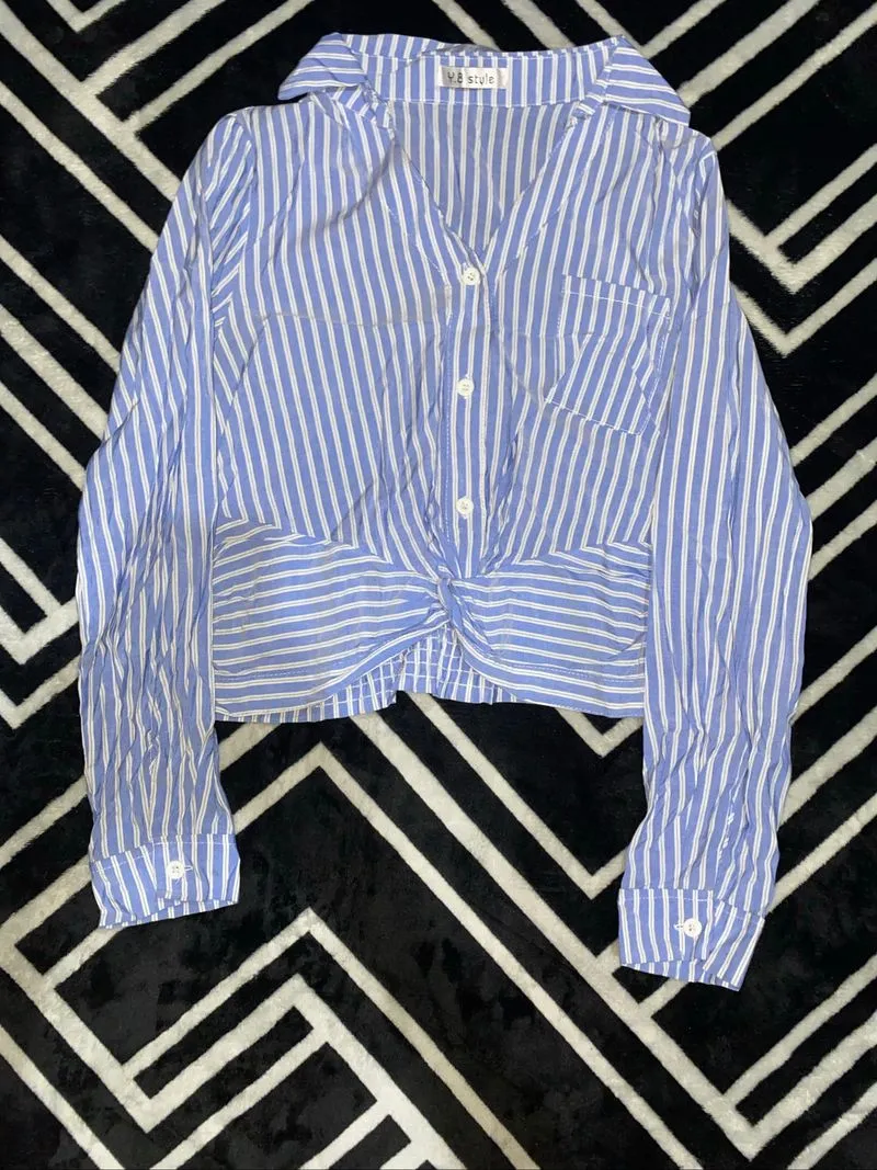 cropped striped women shirt photo 1