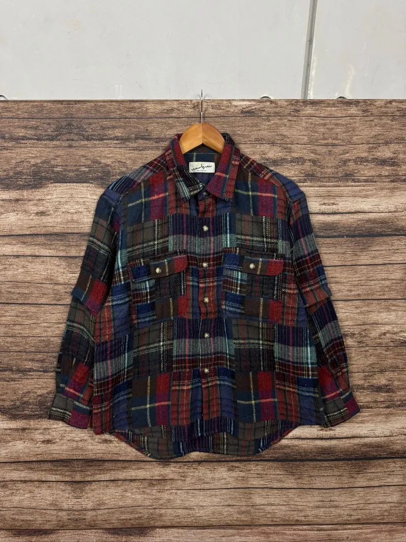 belle maison patchwork wool flannel shirt #MRFL23 photo 1