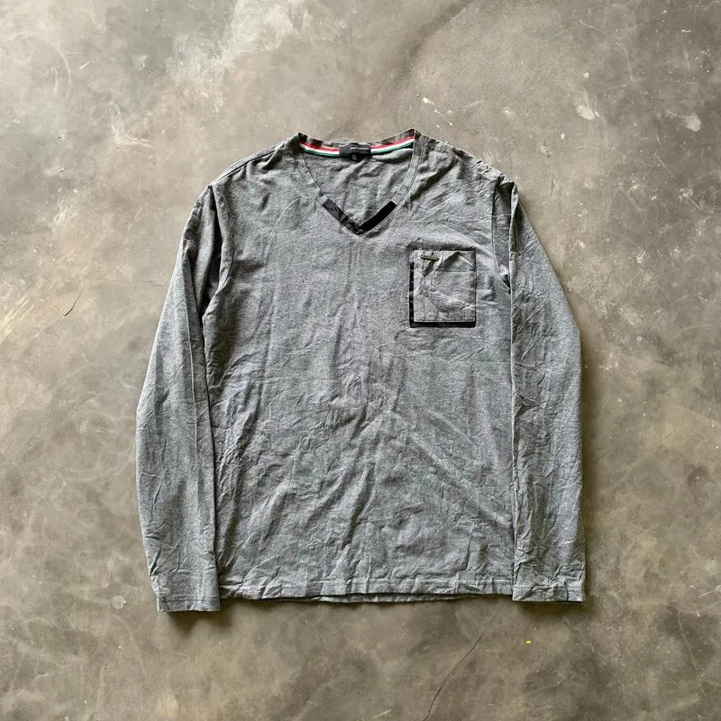Dsquared2 Mens Grey V-Neck Longsleeve Tshirt photo 1