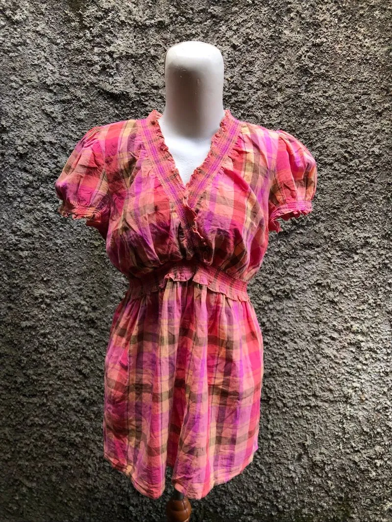 motherhood pink plaid top  photo 1