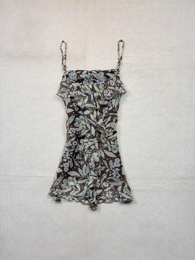Y2k Floral Ruffle Cami Top photo 1