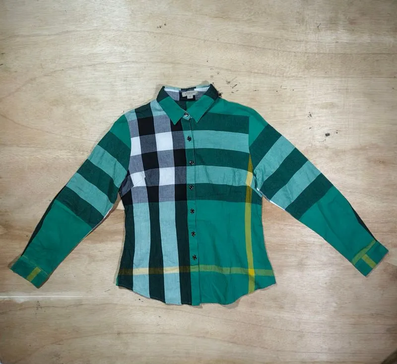 BURBERRY BRIT Green Exploded Check Longsleeve Button-Up Shir photo 1