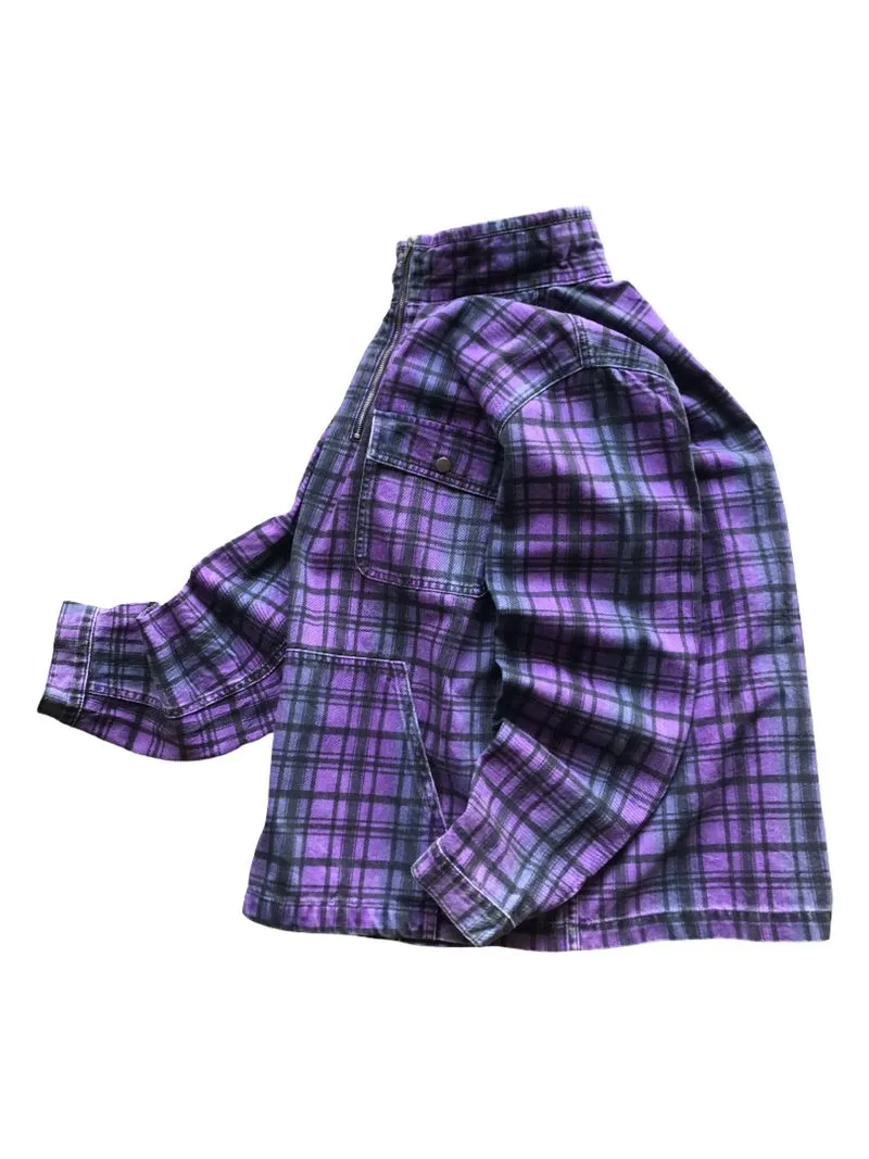 Halfzip Plaid Denim Purple Y2K photo 1