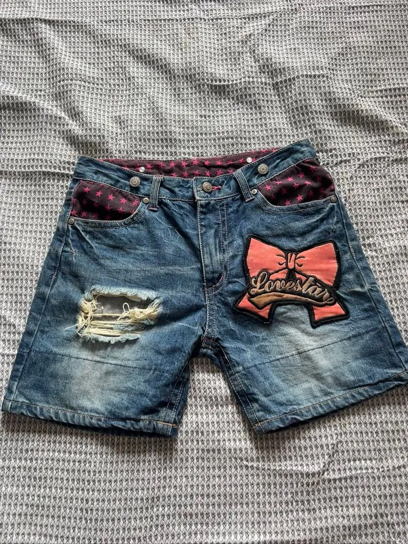 vintage y2k ripped denim shorts hot pants mcbling gyaru photo 1