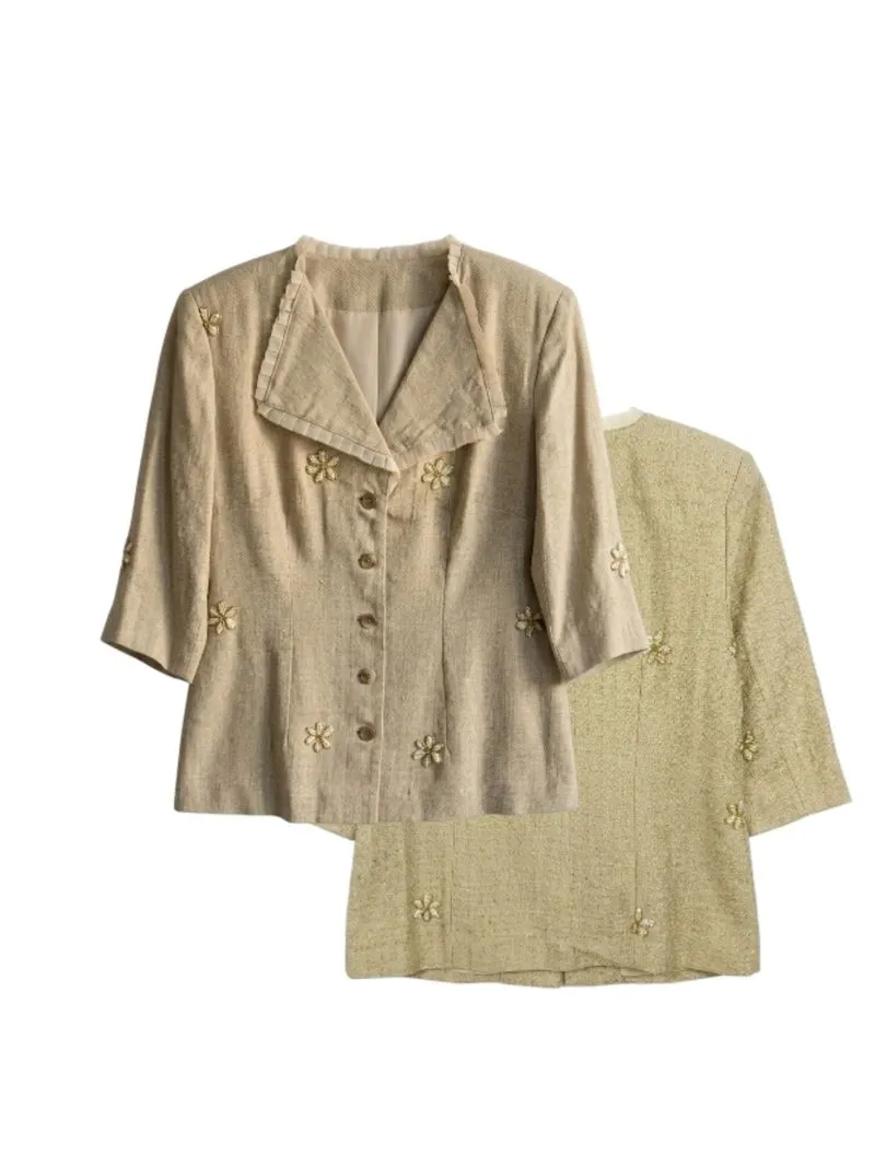 Elegant Embroidery Blazer with Ruffle Trim photo 1
