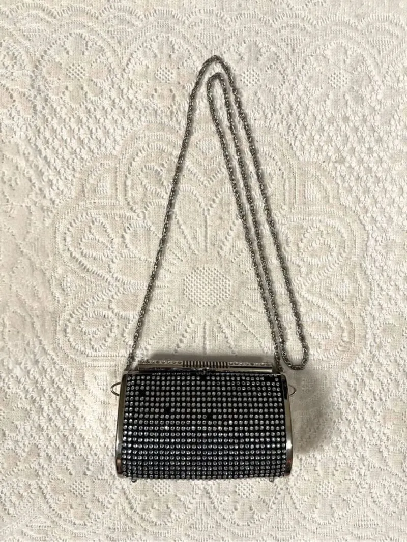 Gunmetal Silver Metal Mesh Chain Strap Clutch Sling Bag photo 1
