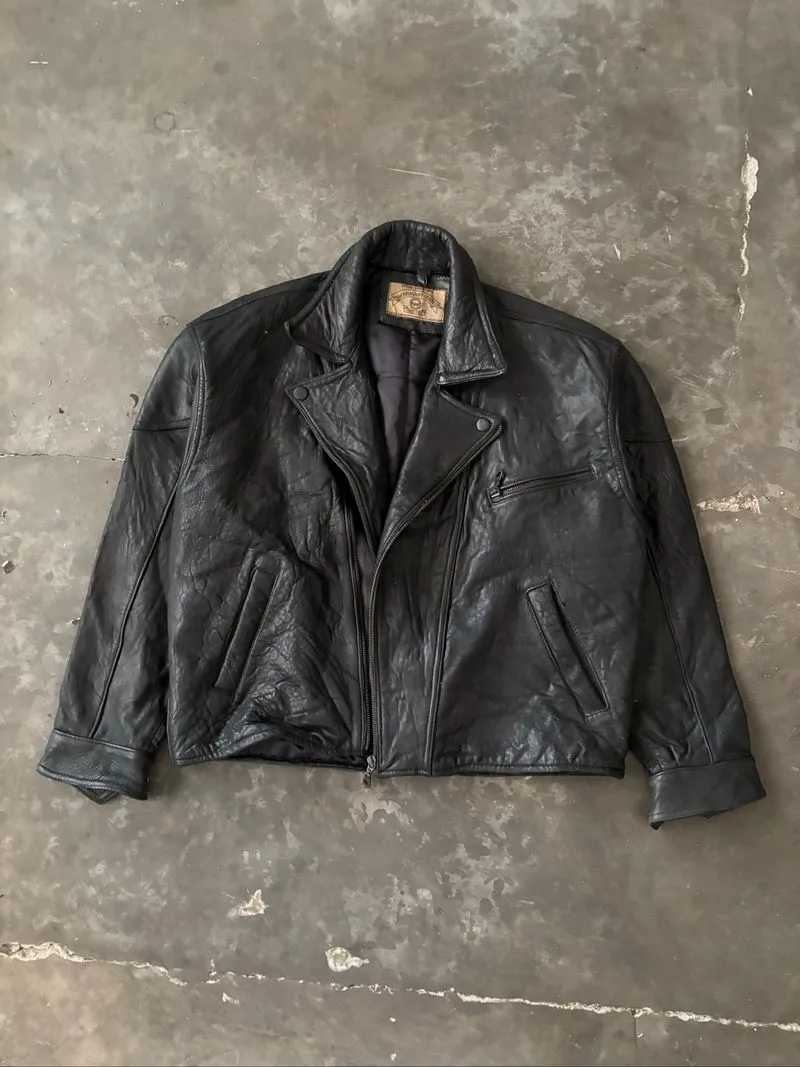 Leather Jacket Ramones Armani Vtg photo 1