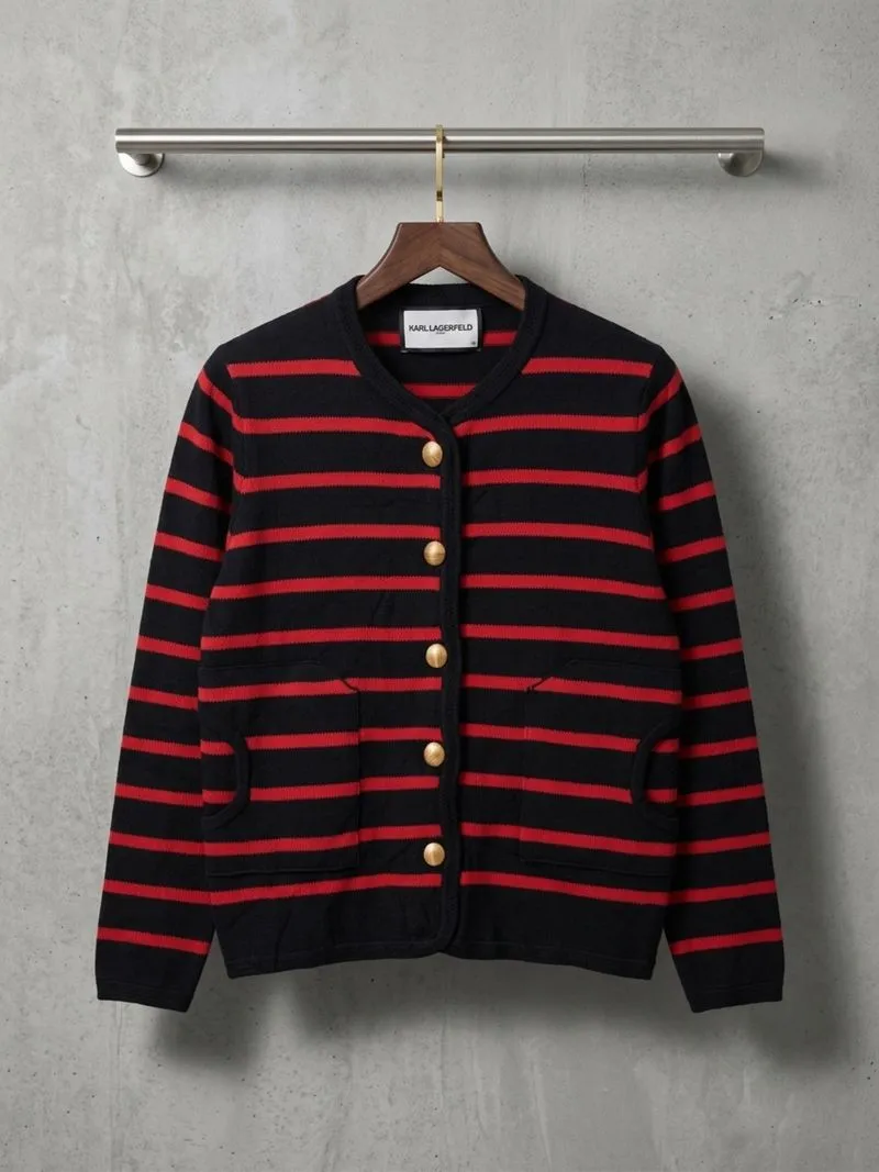 Knitwear Karl Lagerfeld Paris Cardigan Tebal Wanita Motif Sa photo 1