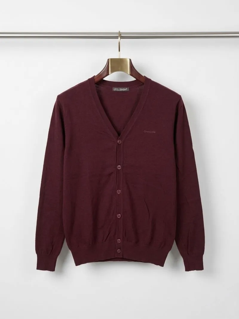 Crocodile Cardigan Rajut Pria Burgundy photo 1