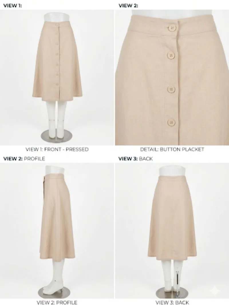 Rok midi warna krem bahan adem.🔥 photo 1