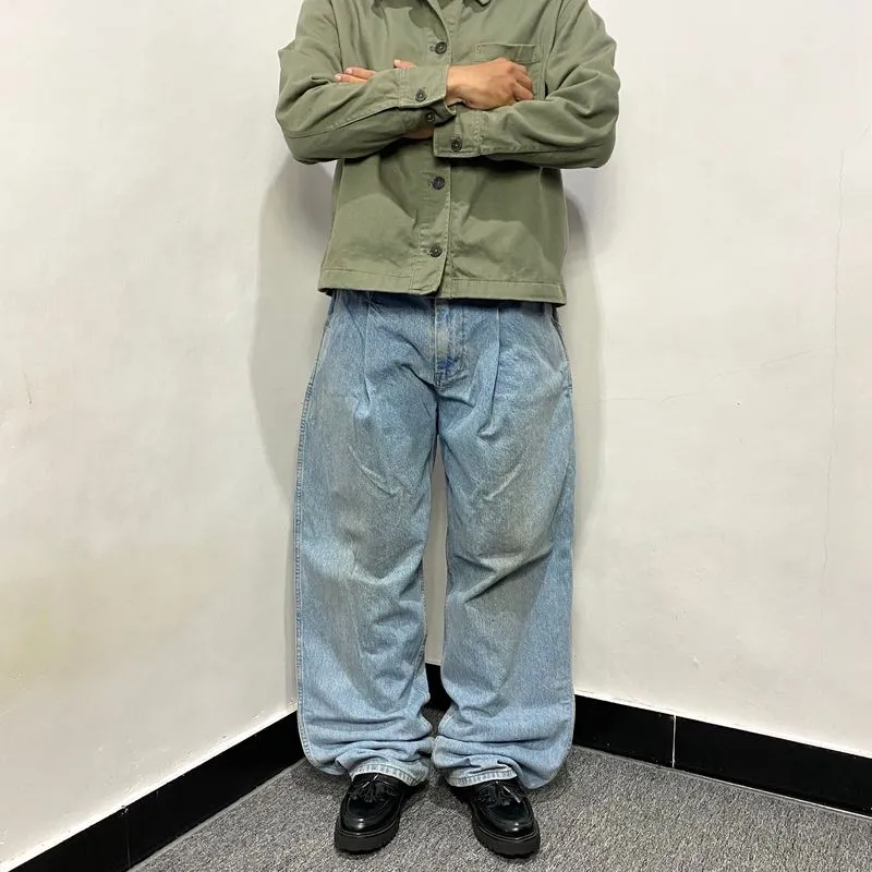 Xerobnr pleated dirty wash blue jeans photo 1