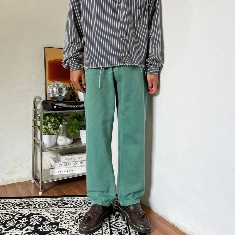 Green sage denim loose jeans made in Korea photo 1