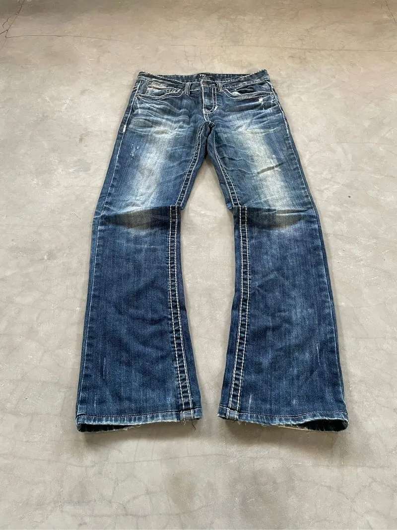 Y2k Grunge Emo Goth VRJ Flare Boot Cut Jeans Big Stitch  photo 1