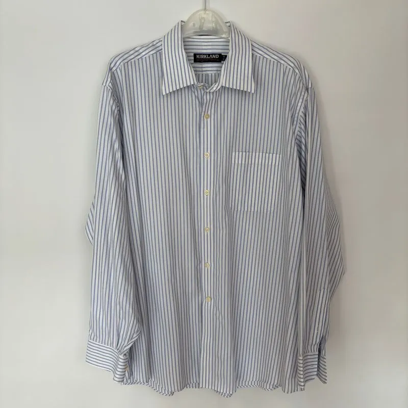 Kemeja Biru Garis2 Laki2 Kirkland Signature photo 1