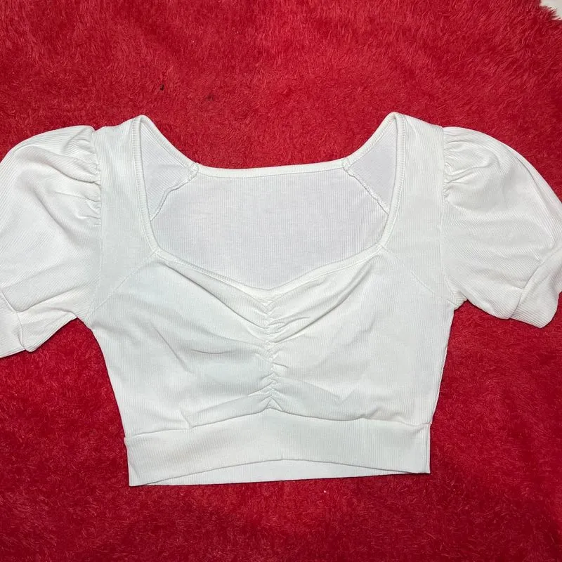 crop top lengan balon photo 1
