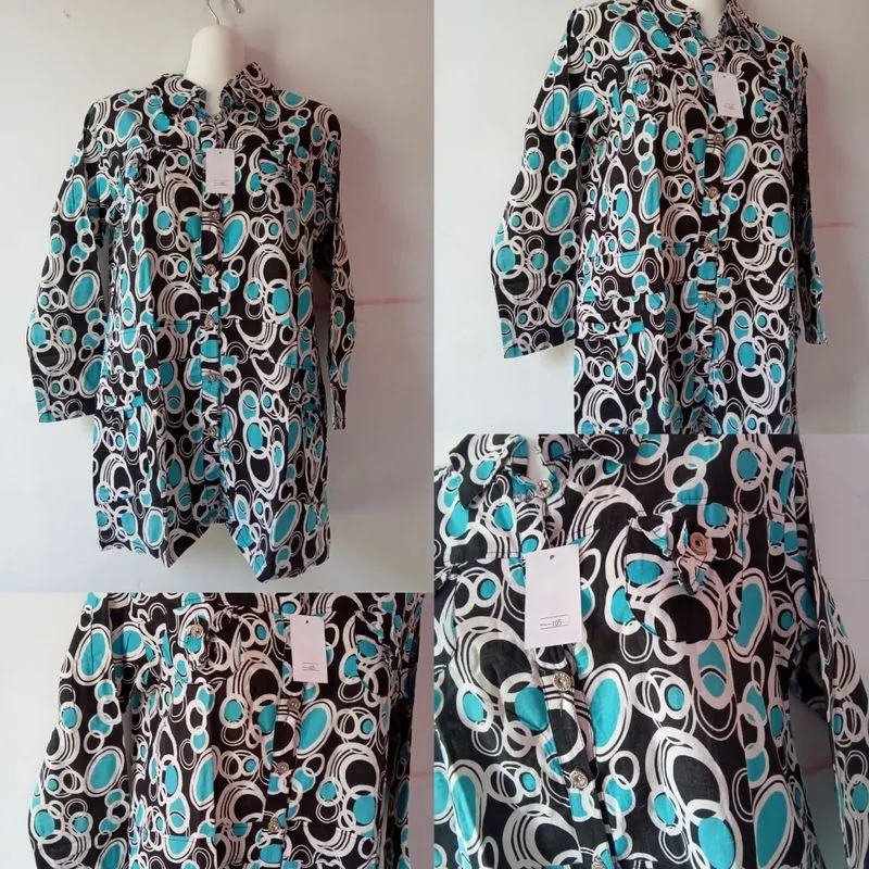 Casual Blouse Wanita black blue photo 1