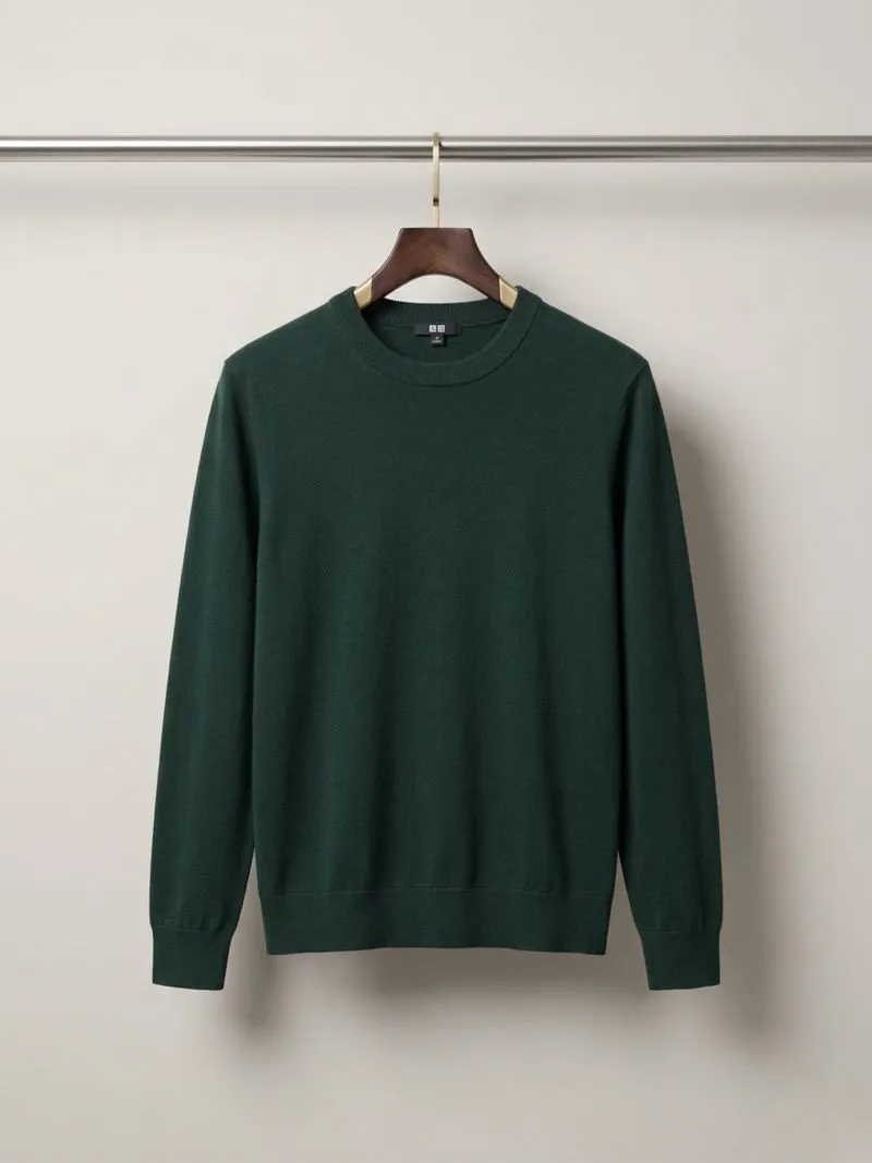 Uniqlo Forest Green Knitwear Basic Sweater Rajut Tebal Pria photo 1