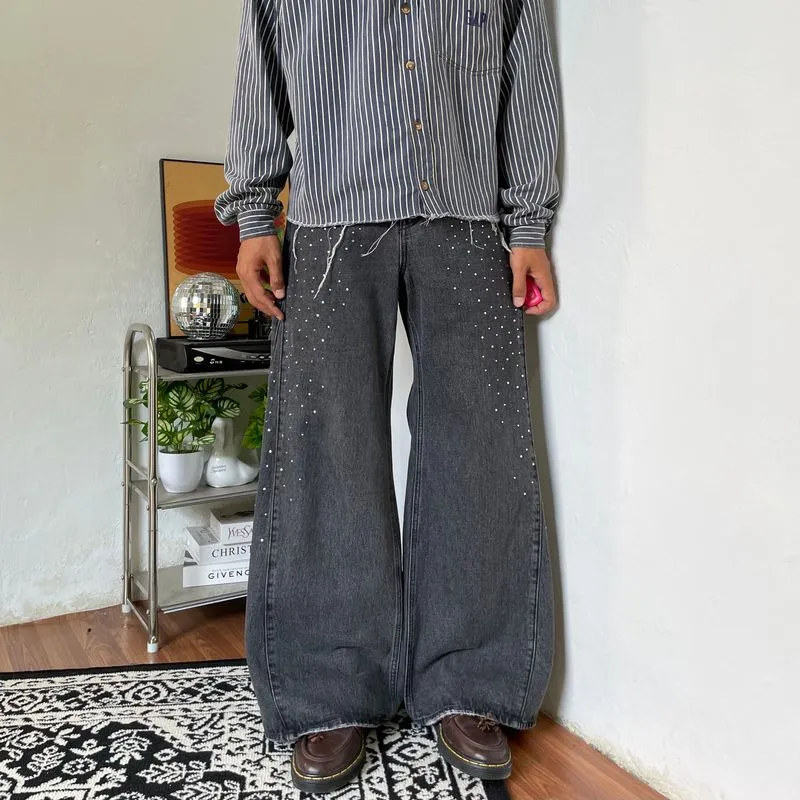 Men’s japanese black solid flared denim photo 1
