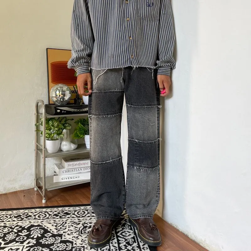 Y2K Men’s denim jeans distressed Graph photo 1