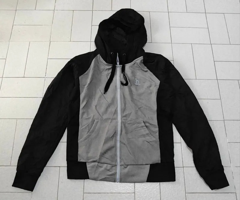 Jaket Sport Hoodie Zipper Hazzys Hitam Abu photo 1