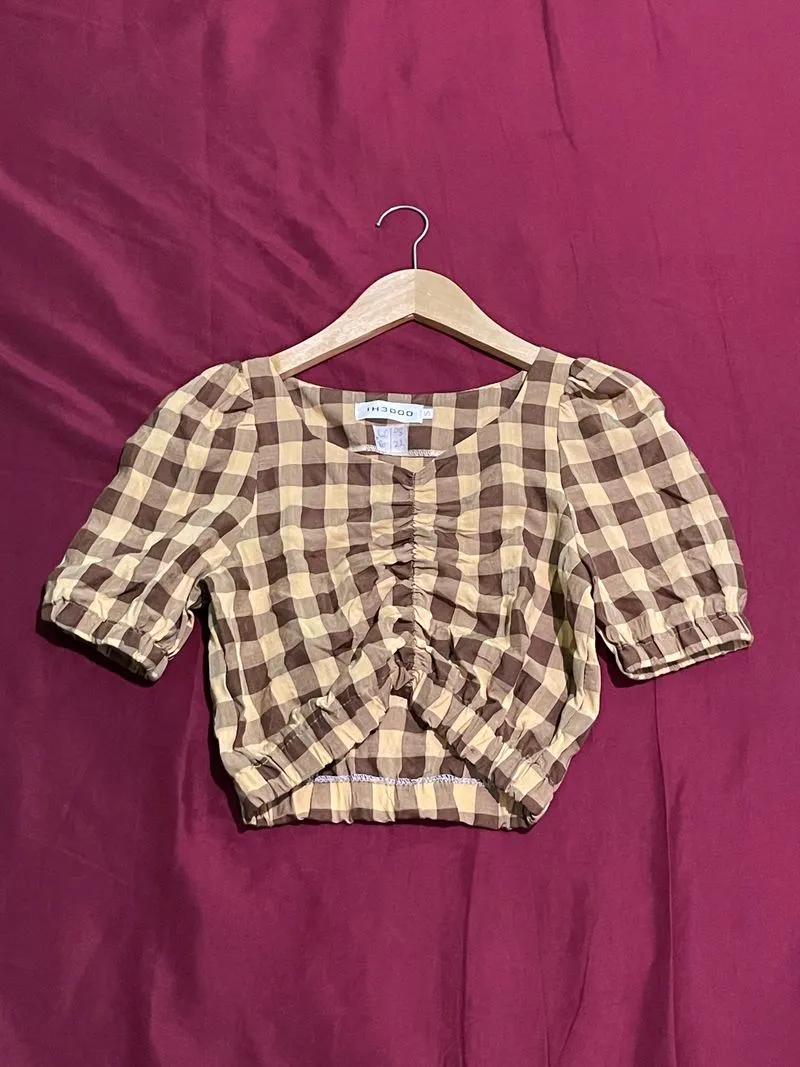 Casual Crop top Wanita tan photo 1