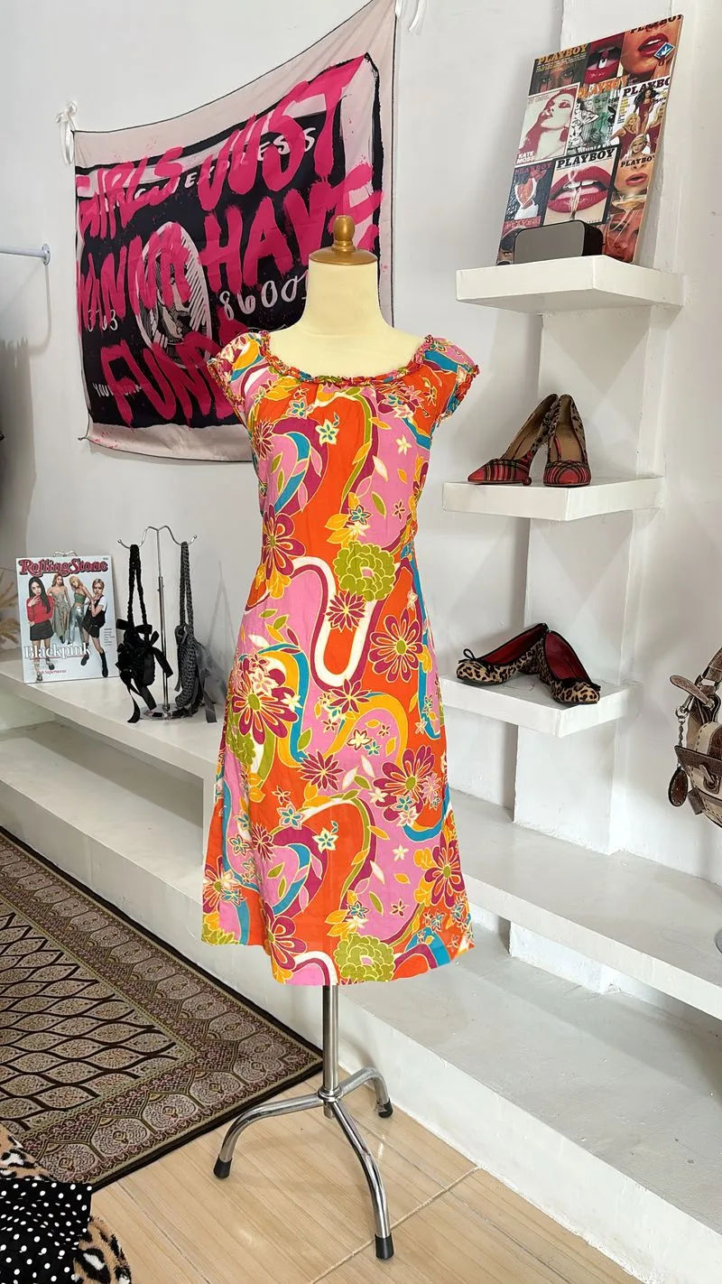 Vintage Summer dress Wanita orange photo 1